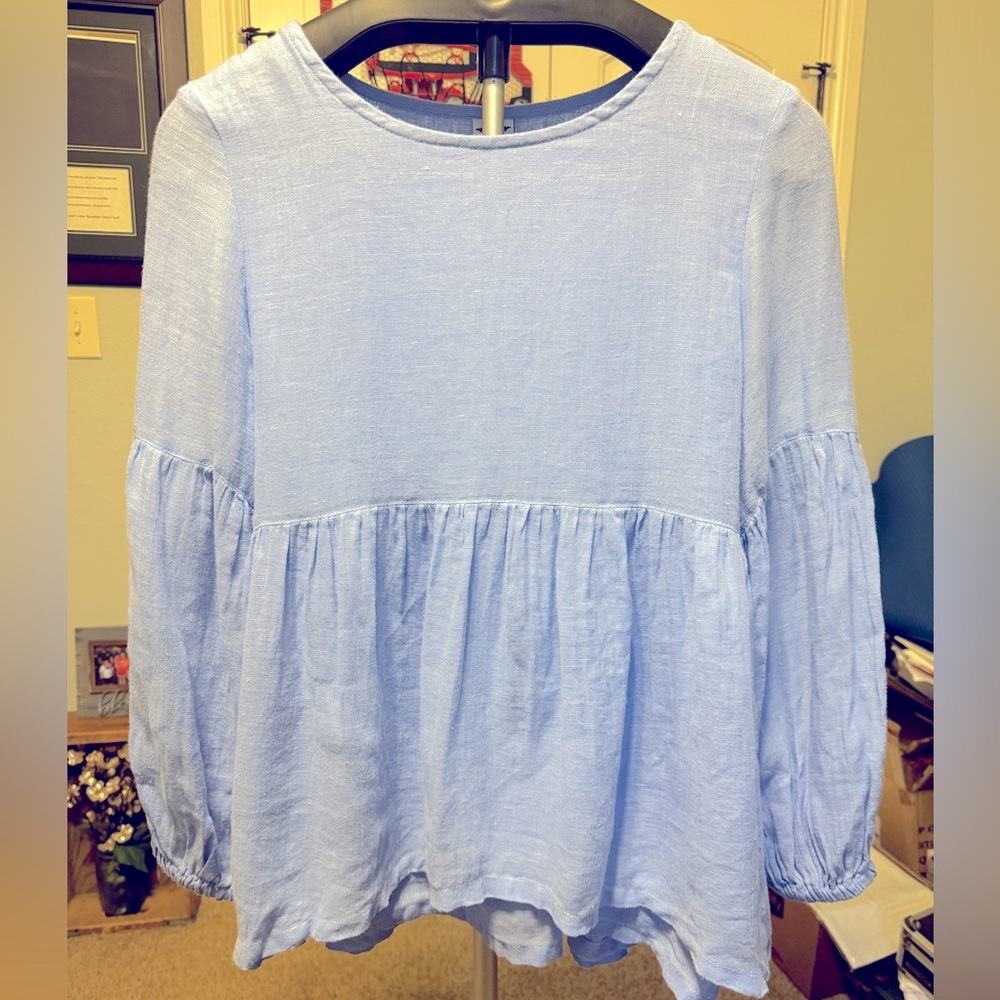 100% Linen Peasant Top